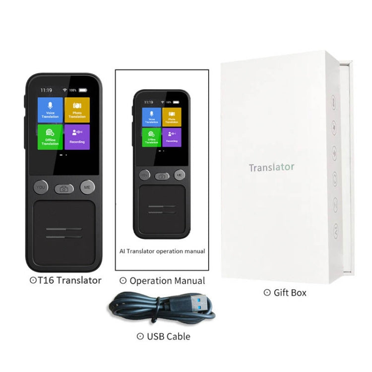 T16 Smart AI Translation Travel Translator Supports 138 Language Mutual Translation 14 Offline Translation(Black) - by buy2fix | Online Shopping UK | buy2fix