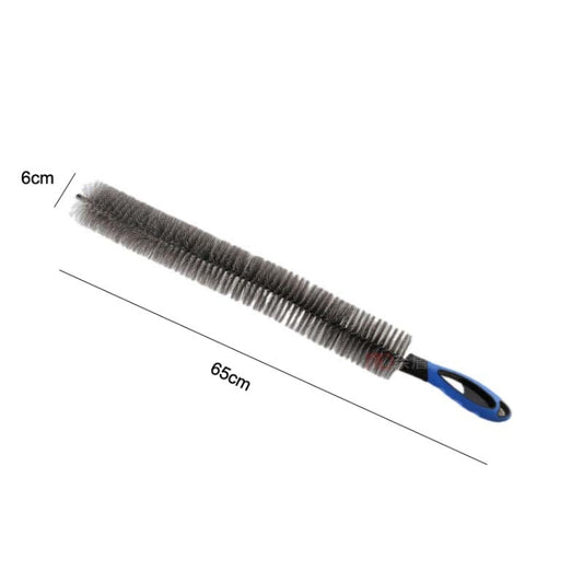 W-102 Car Steel Ring Hub Brush Long Handle Without Hair Hair Curved Cleaning Brush(Blue) by buy2fix