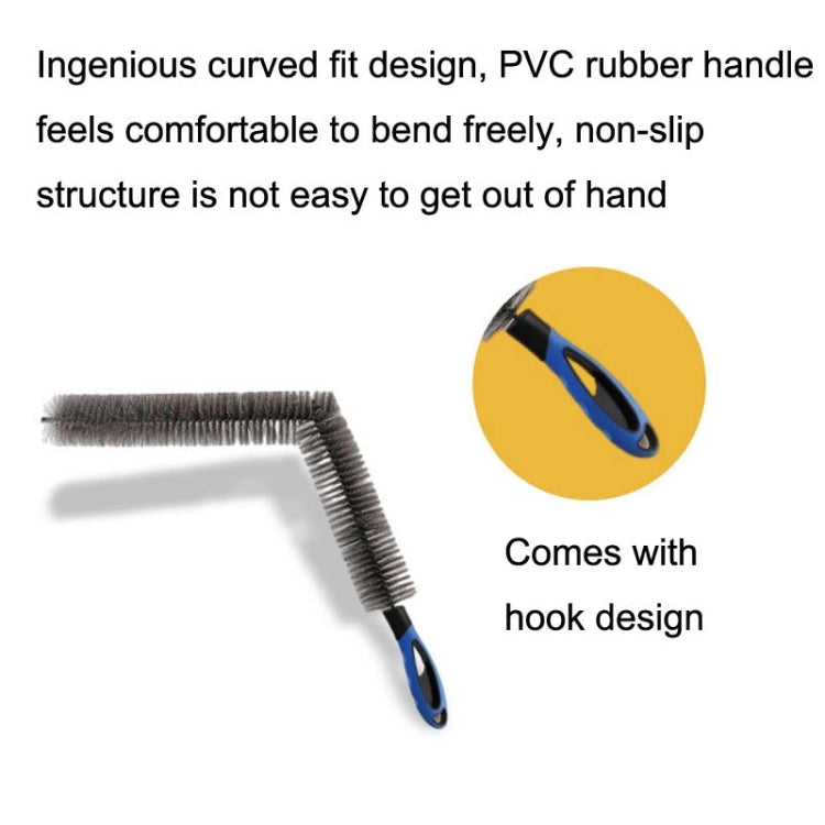 W-102 Car Steel Ring Hub Brush Long Handle Without Hair Hair Curved Cleaning Brush(Blue) - Car washing supplies by buy2fix | Online Shopping UK | buy2fix