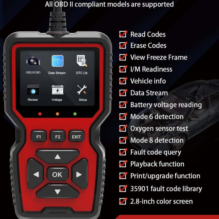 V519 OBD2 Colorful Screen Car Fault Detector - Code Readers & Scan Tools by buy2fix | Online Shopping UK | buy2fix