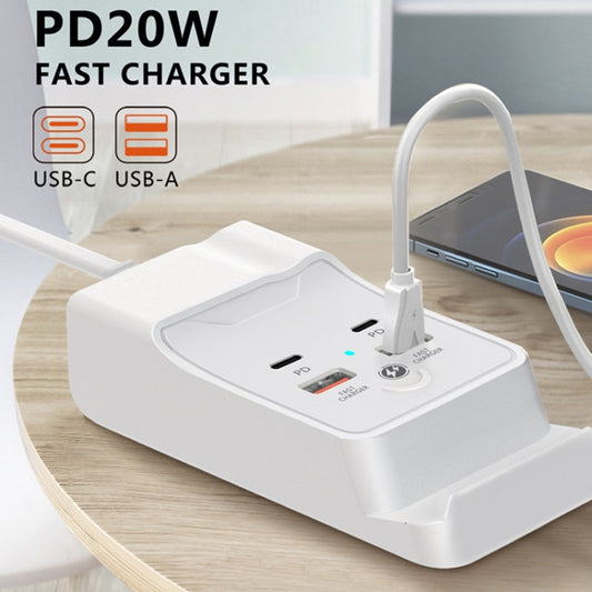 PD 20W Dual USB-C / Type-C + Dual USB 4-Port Fast Charging Hub For Smartphone Tablet USB Plug by buy2fix