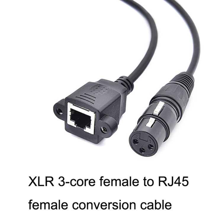 2pcs XLR 3 Pin Female To RJ45 Female Network Connector Adapter Converter Cable, Size: 30cm(Black) - Microphone Audio Cable & Connector by buy2fix | Online Shopping UK | buy2fix