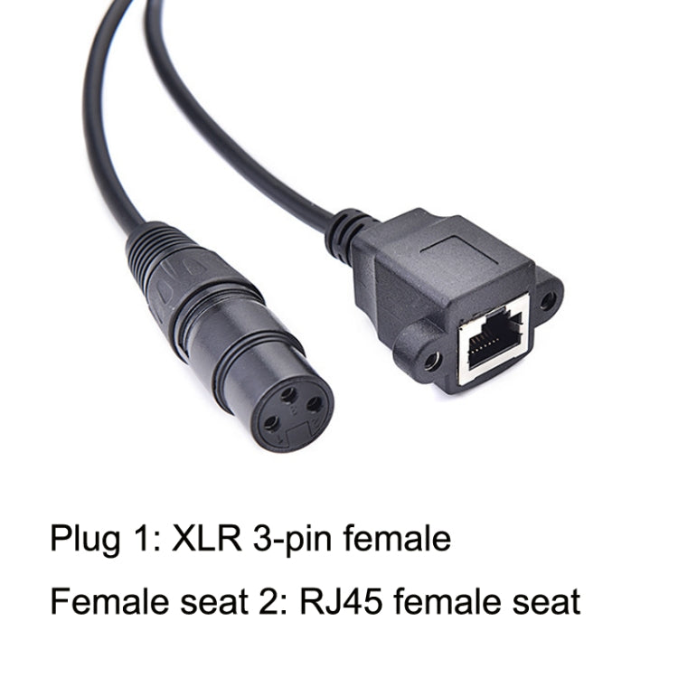 2pcs XLR 3 Pin Female To RJ45 Female Network Connector Adapter Converter Cable, Size: 30cm(Black) - Microphone Audio Cable & Connector by buy2fix | Online Shopping UK | buy2fix