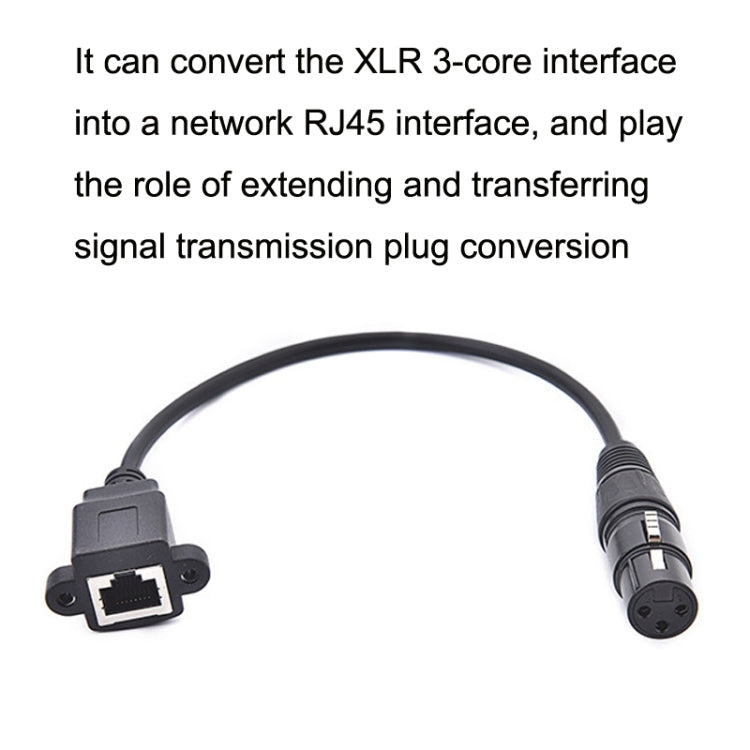 2pcs XLR 3 Pin Female To RJ45 Female Network Connector Adapter Converter Cable, Size: 30cm(Black) by buy2fix