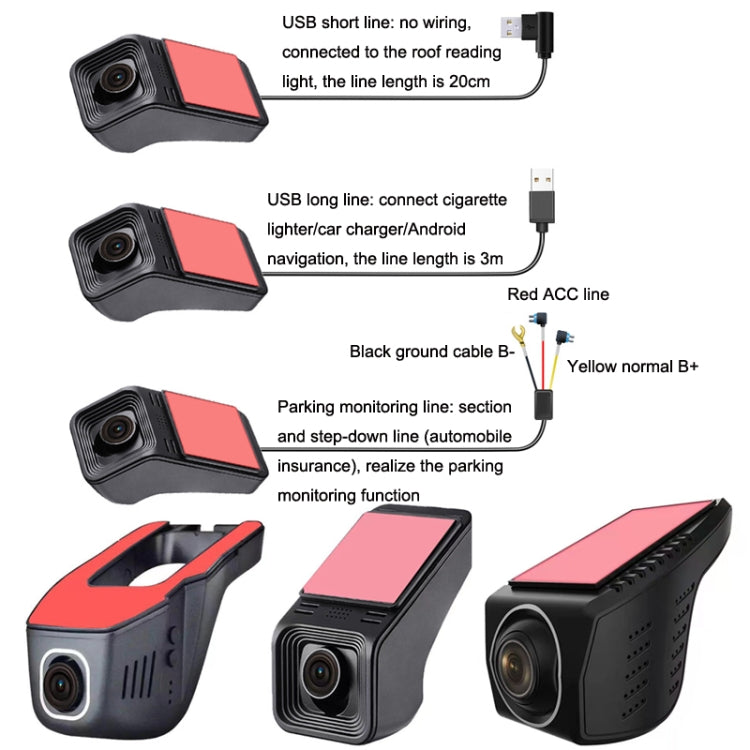M1 Hidden Driving Recorder WiFi Phone Connecting Car Parking Monitoring 1080P HD Recorder(With Button+Parking Monitoring Line) - Car DVRs by buy2fix | Online Shopping UK | buy2fix