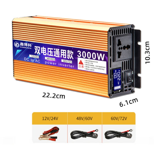 XINBOKE Universal Positive Wave Car Inverter Home Solar Inverter 48V/60V 3000W To 220V 1200W by buy2fix