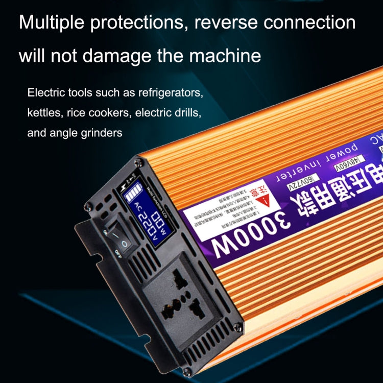 XINBOKE Universal Positive Wave Car Inverter Home Solar Inverter 60V/72V 3000W To 220V 1200W by buy2fix