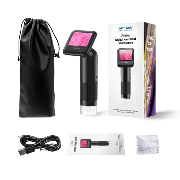 Apexel APL-MS008 Circuit Board Detection Amplification Delay Photography HD Microscopic Lens With Screen(Black) by APEXEL