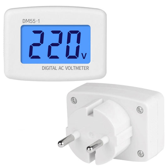 DM55-1 AC 110V- 220V LCD Digital Voltmeter Voltage Tester Detector Meter EU Plug - Current & Voltage Tester by buy2fix | Online Shopping UK | buy2fix