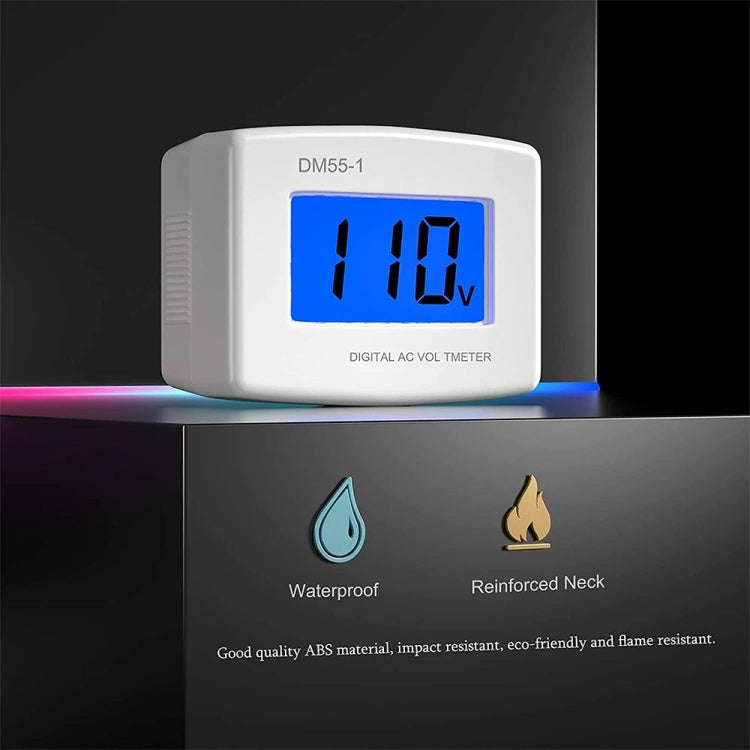 DM55-1 AC 110V- 220V LCD Digital Voltmeter Voltage Tester Detector Meter EU Plug - Current & Voltage Tester by buy2fix | Online Shopping UK | buy2fix