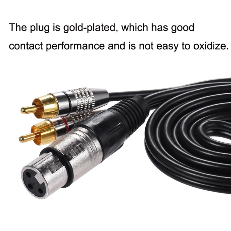XLR Female To 2RCA Male Plug Stereo Audio Cable, Length: 1m - Microphone Audio Cable & Connector by buy2fix | Online Shopping UK | buy2fix