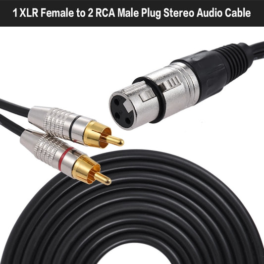 XLR Female To 2RCA Male Plug Stereo Audio Cable, Length: 5m - Microphone Audio Cable & Connector by buy2fix | Online Shopping UK | buy2fix