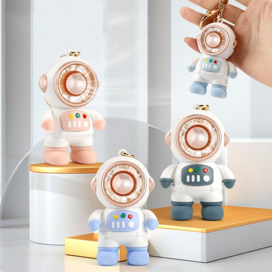 6092 Cartoon Astronaut Fan With Lanyard Portable Mini USB Charging Fan(Pink) by buy2fix