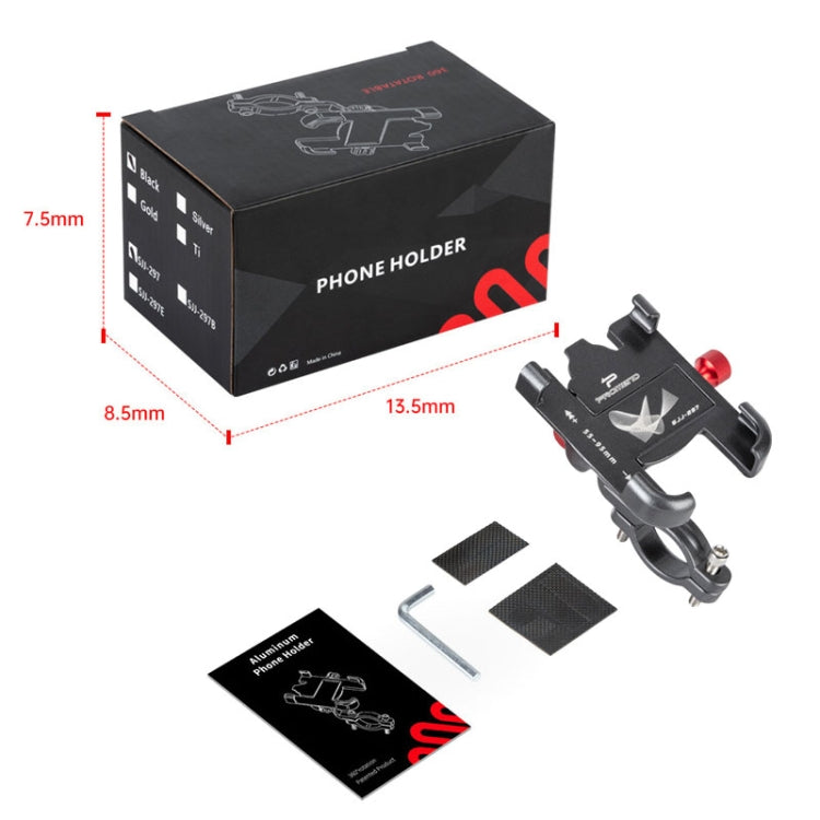 PROMEND SJJ-297 Aluminum Alloy Rotation Adjustable Bicycle Mobile Phone Bracket(Black) by buy2fix