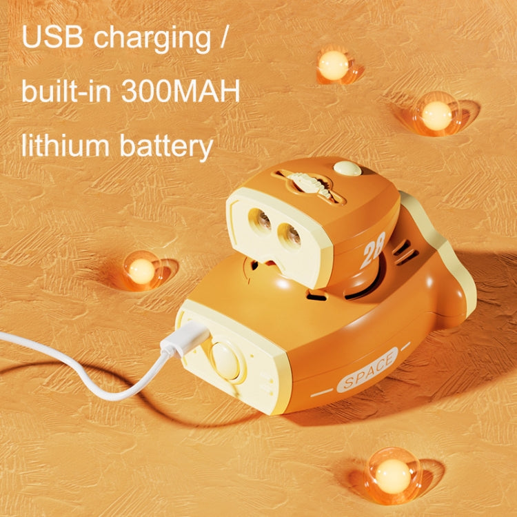 Children Spaceship Cartoon Watch Fan Projection USB Portable Bladeless Wrist Fan(Pink) by buy2fix