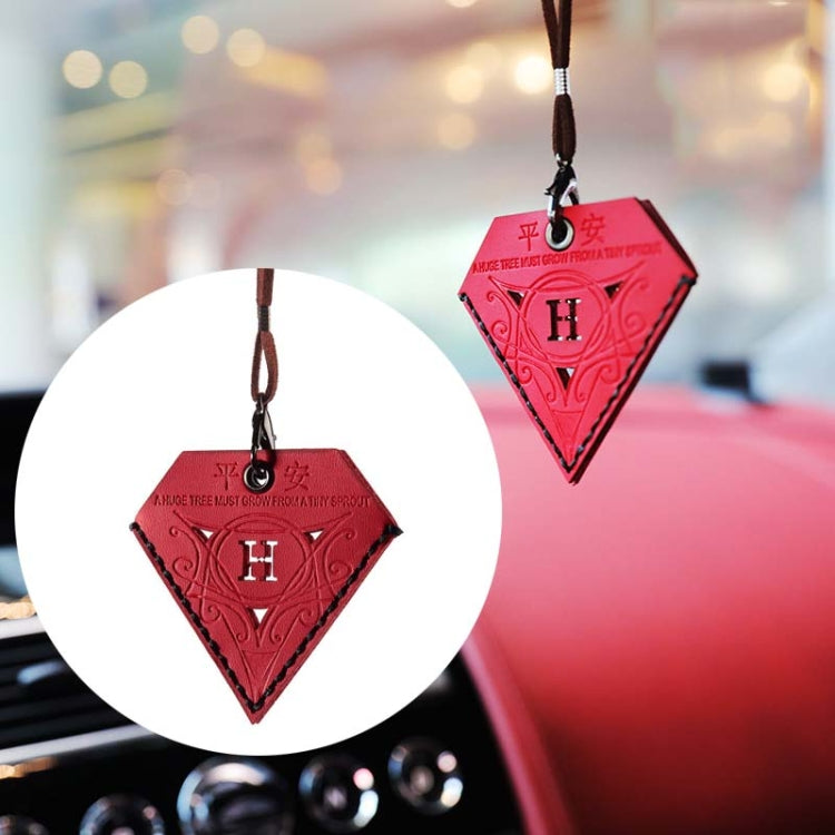 Car Pendant Triangular Ping An Charm Bag Leather Rearview Mirror Ornament(Red) - Ornaments by buy2fix | Online Shopping UK | buy2fix