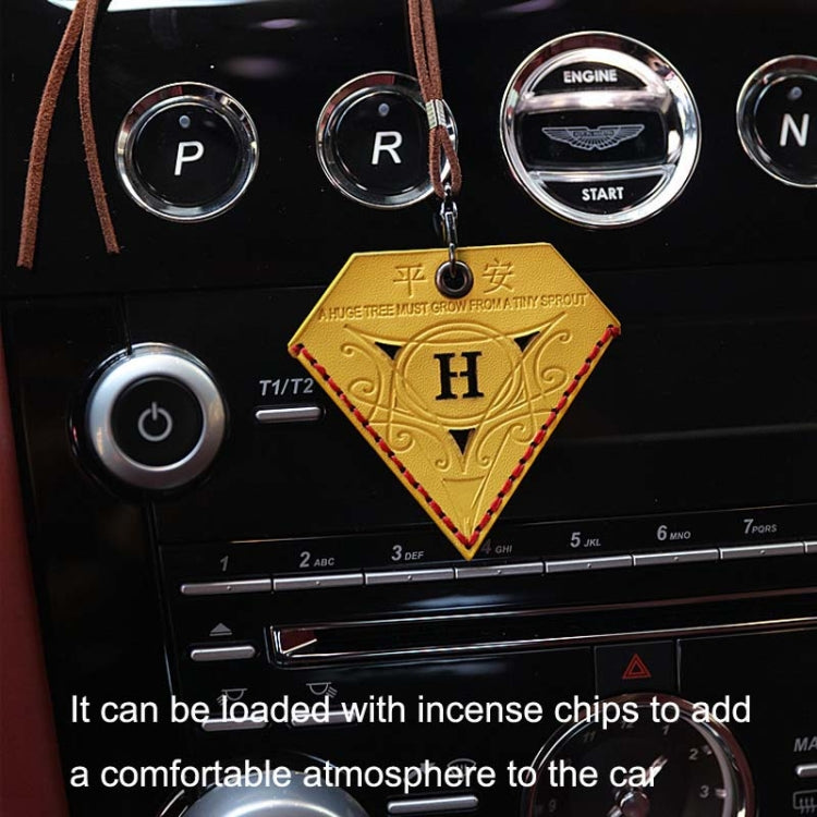 Car Pendant Triangular Ping An Charm Bag Leather Rearview Mirror Ornament(Red) - Ornaments by buy2fix | Online Shopping UK | buy2fix