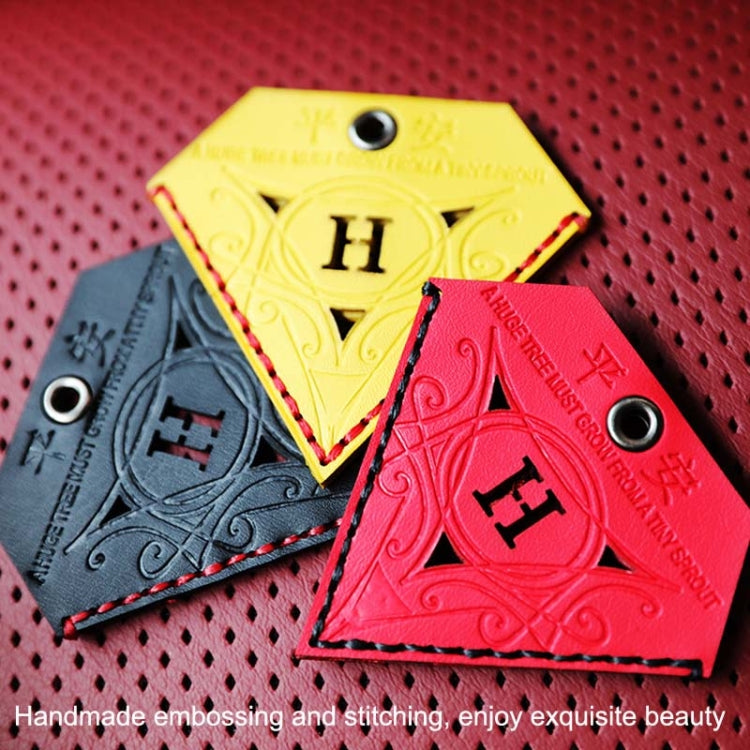 Car Pendant Triangular Ping An Charm Bag Leather Rearview Mirror Ornament(Red) - Ornaments by buy2fix | Online Shopping UK | buy2fix