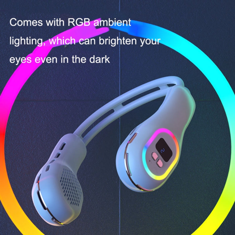 S57 Outdoor Sports RGB Hanging Neck Fan Folding Portable Mini Bladeless USB Fan(Mint Green) - Electric Fans by buy2fix | Online Shopping UK | buy2fix
