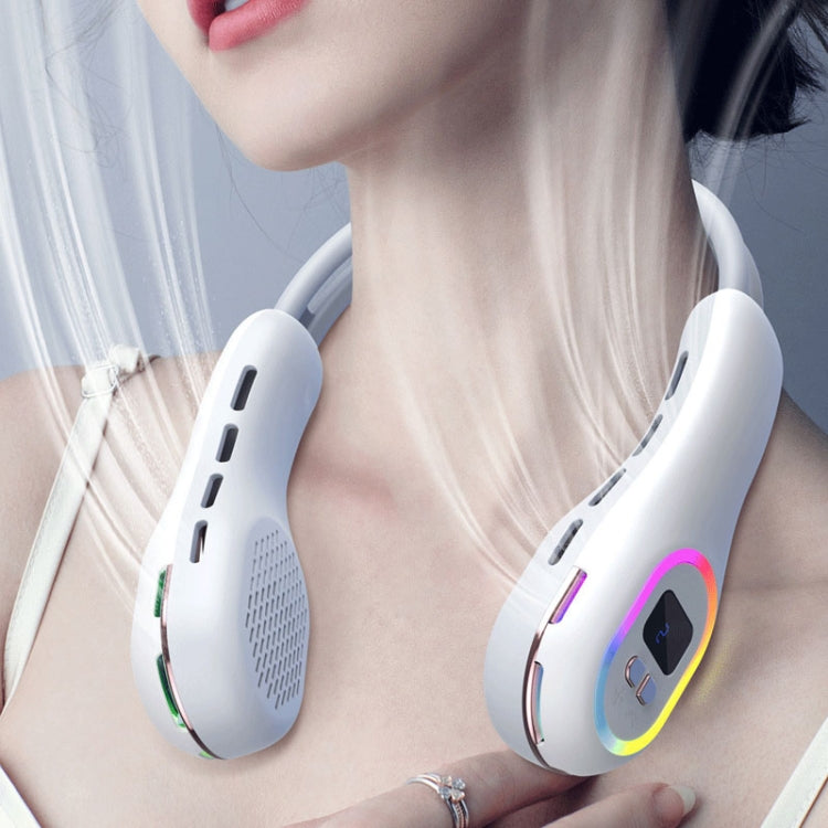 S57 Outdoor Sports RGB Hanging Neck Fan Folding Portable Mini Bladeless USB Fan(Clove Purple) by buy2fix