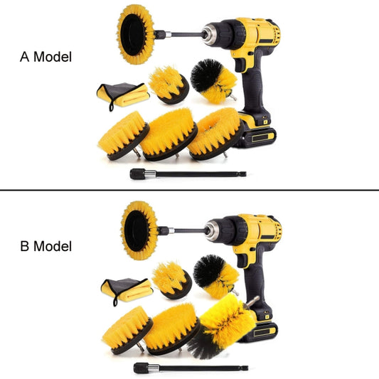 8 In 1 Electric Drill Crevice Cleaning Brush Car Wash Tool Set, Size: A Model(Yellow) - Car washing supplies by buy2fix | Online Shopping UK | buy2fix