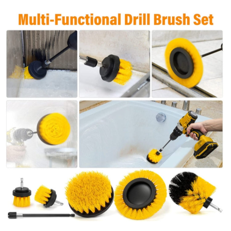 8 In 1 Electric Drill Crevice Cleaning Brush Car Wash Tool Set, Size: B Model(Yellow) by buy2fix