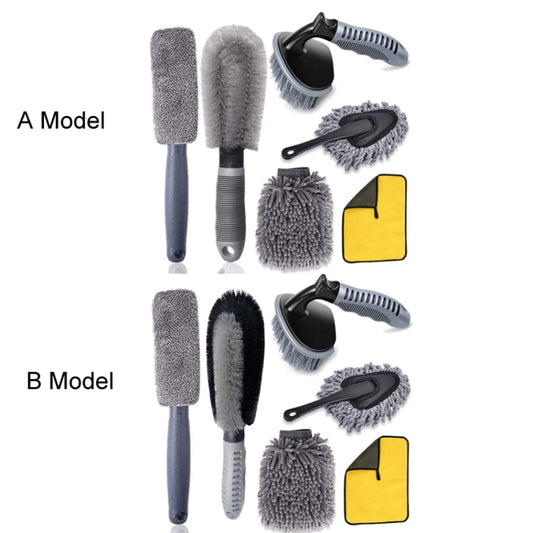 6pcs/Set Gloves Dusting Tire Brush Car Cleaning Brush Set(B Model) by buy2fix