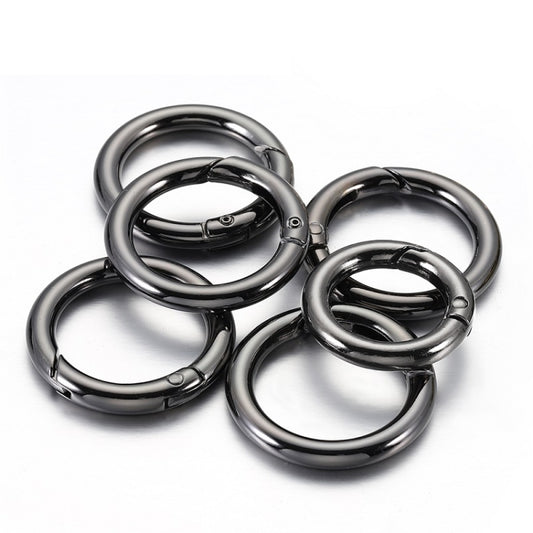 20pcs Zinc Alloy Spring Ring Metal Open Bag Webbing Keychain, Specification: Inch 2 Black by buy2fix