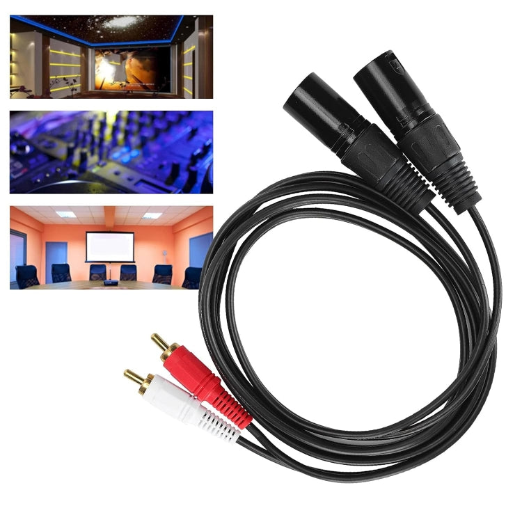 2RCA To 2XLR Speaker Canon Cable Audio Balance Cable, Size: 1.5m(Dual Lotus To Dual Female) by buy2fix