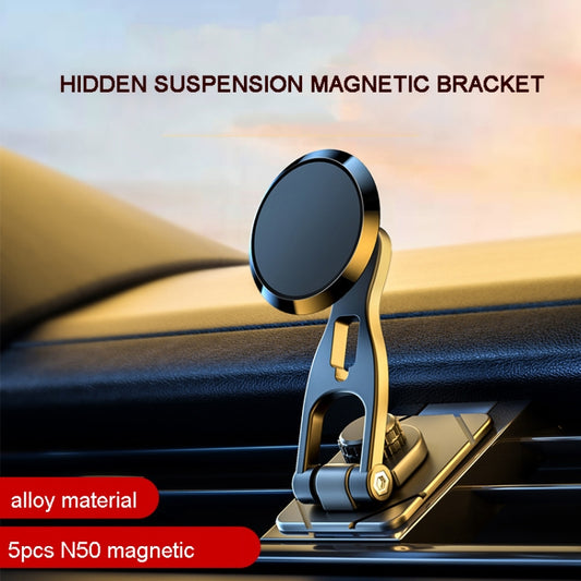 D29 Metal Car Phone Holder Floating Screen Folding Magnetic Phone Holder(Black) by buy2fix
