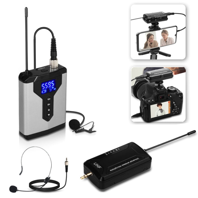 Q6 1 Drag 1 Wireless Lavalier Head Wear With Stand USB Computer Recording Microphone Live Phone SLR Lavalier Microphone - Microphone by buy2fix | Online Shopping UK | buy2fix