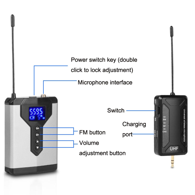 Q6 1 Drag 1 Wireless Lavalier Head Wear With Stand USB Computer Recording Microphone Live Phone SLR Lavalier Microphone - Microphone by buy2fix | Online Shopping UK | buy2fix