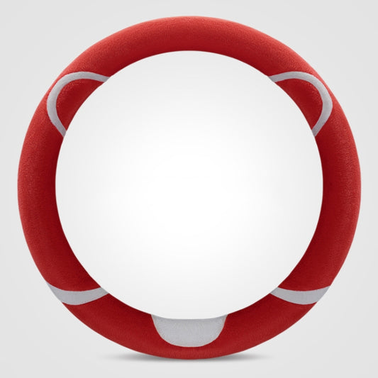 Car Steering Wheel Cartoon Short Fluff Handle Cover, Size: 38cm(Red Round) by buy2fix
