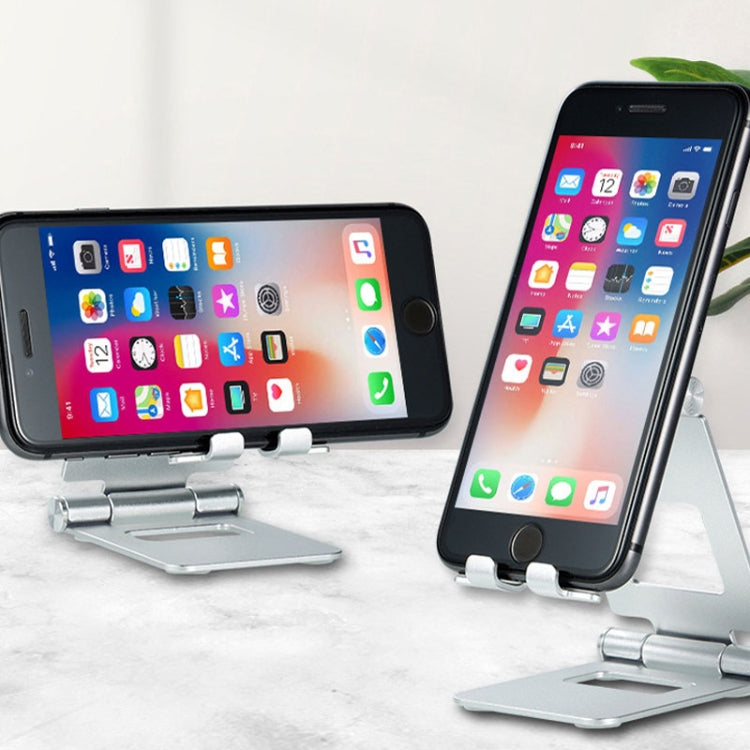 Z10A Aluminum Alloy Double Folding Mobile Phone Holder Desktop Tablet Lazy Holder(Black) by buy2fix