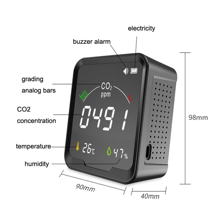 PTH-9C Gas Detector Infrared Carbon Dioxide Detector Temperature And Humidity Meter - Air & Water Quality Tester by buy2fix | Online Shopping UK | buy2fix