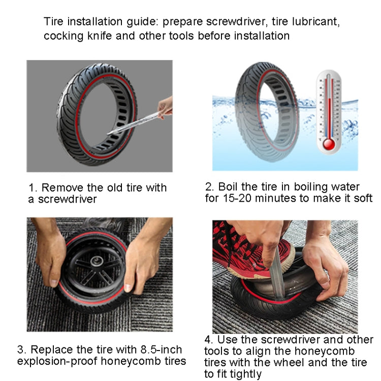 Electric Scooter 8.5 inch Honeycomb Solid Tire For Xiaomi M365/M365 Pro /1S/Pro2/Essential(Red) - Accessories & Parts by buy2fix | Online Shopping UK | buy2fix