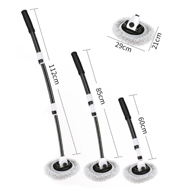 Soft Hair Curved Rod Car Wash Long Handle Telescopic Mop, Color: Black White Replacement Head - Car washing supplies by buy2fix | Online Shopping UK | buy2fix