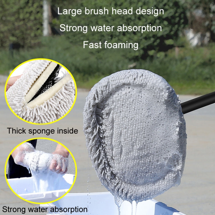 Soft Hair Curved Rod Car Wash Long Handle Telescopic Mop, Color: Black White Replacement Head - Car washing supplies by buy2fix | Online Shopping UK | buy2fix