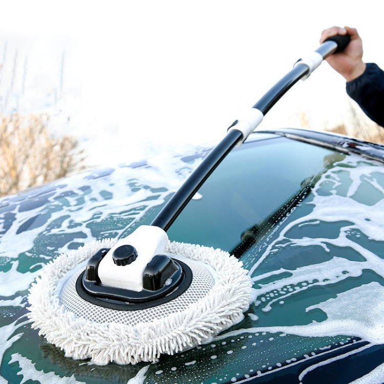 Soft Hair Curved Rod Car Wash Long Handle Telescopic Mop, Color: Black White Replacement Head - Car washing supplies by buy2fix | Online Shopping UK | buy2fix