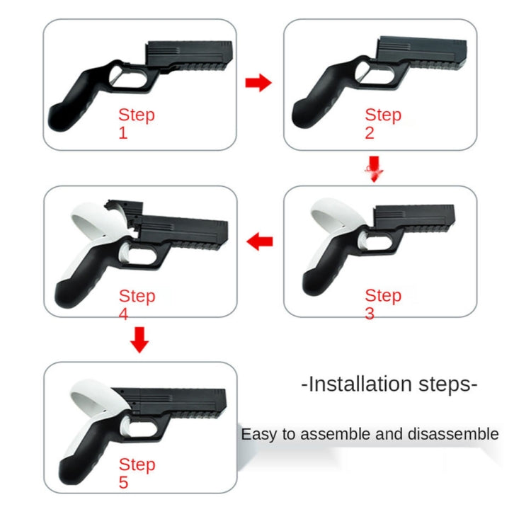 For Meta  Quest 2 VR Controller 1pair Sturdy Shooting Handle Holder(Black) - VR Accessories by buy2fix | Online Shopping UK | buy2fix