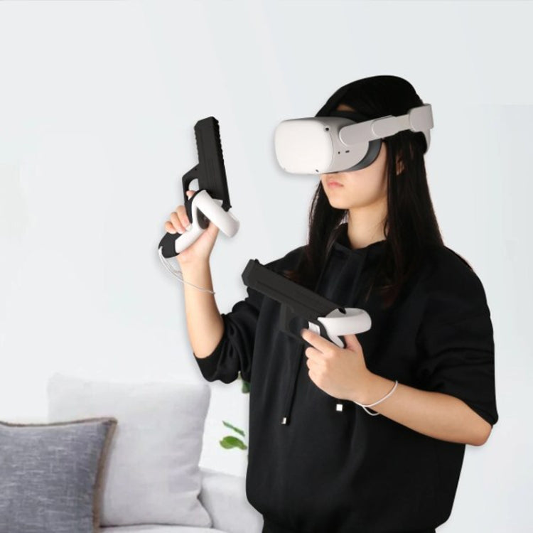 For Meta  Quest 2 VR Controller 1pair Sturdy Shooting Handle Holder(Black) - VR Accessories by buy2fix | Online Shopping UK | buy2fix