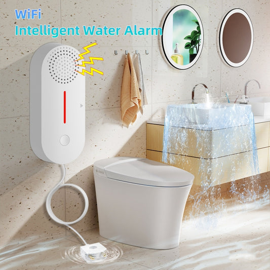 Tuya WIFI Sound and Light Water Immersion Alarm Leak Sensor Overflow Alarm Detector by buy2fix