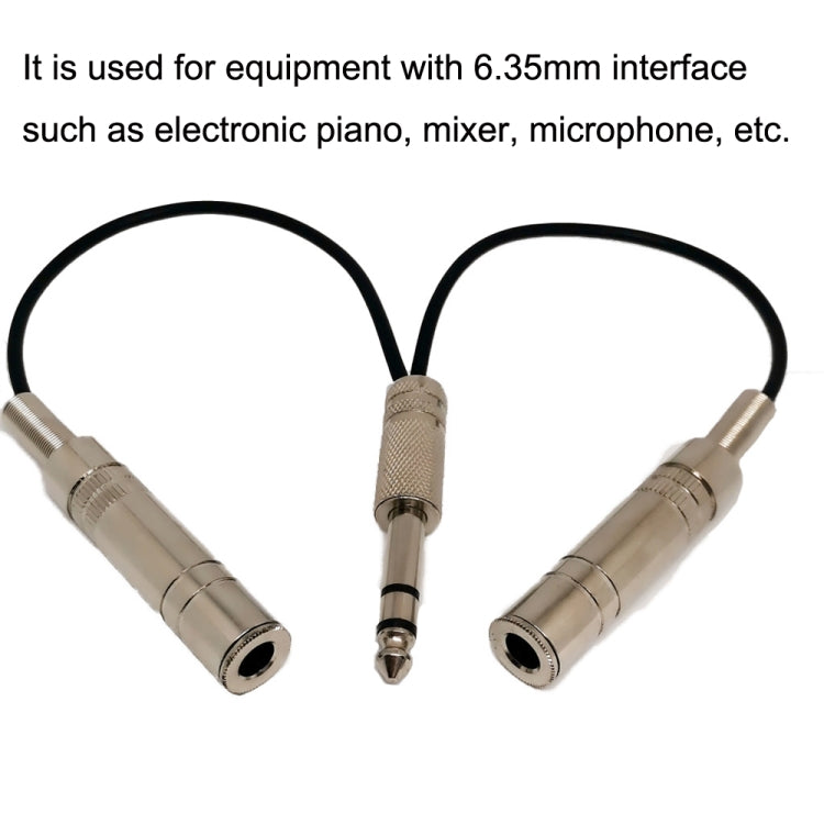 6.35mm Male To 2 Female Dual Channel Noise Reduction Shielded Bass Electric Guitar Cable Musical Instrument Accessories(0.2m) by buy2fix