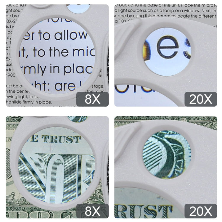 6901A 8X 20X Double Lens Folding Magnifier With LED Lamp and Keychain(Black) by buy2fix