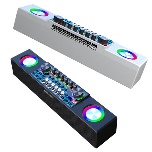 X80 Portable Multifunctional Live Singing Wireless Bluetooth Sound Card Speaker (Dual-microphone White) by buy2fix