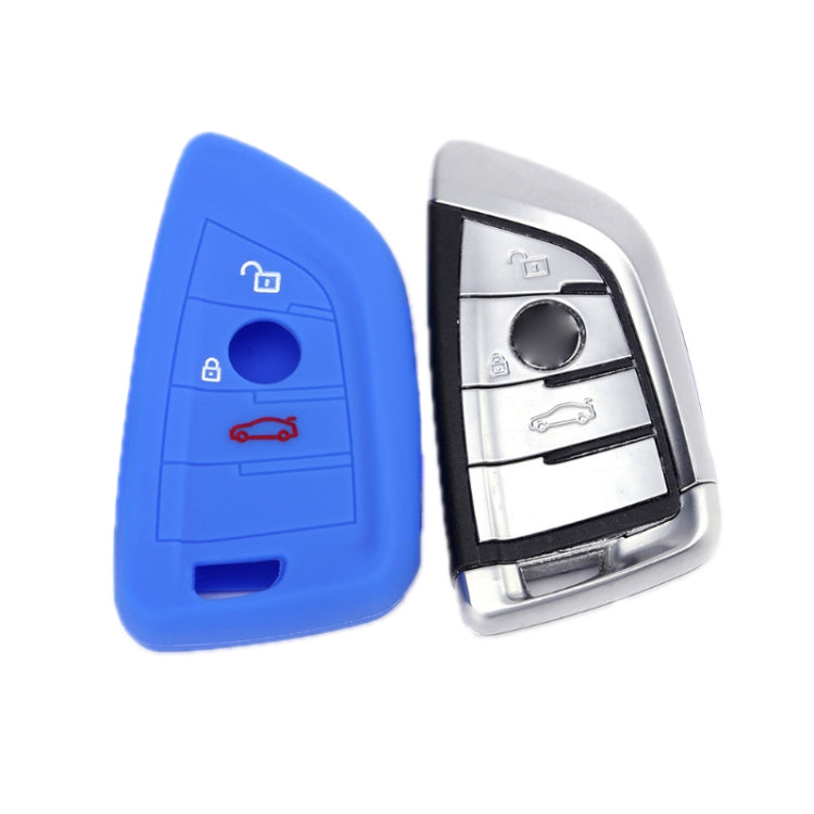 For BMW 1 Series X4/X2/XM5 2pcs Soft Silicone Remote Key Cover(Sea Blue) - Car Key Cases by buy2fix | Online Shopping UK | buy2fix