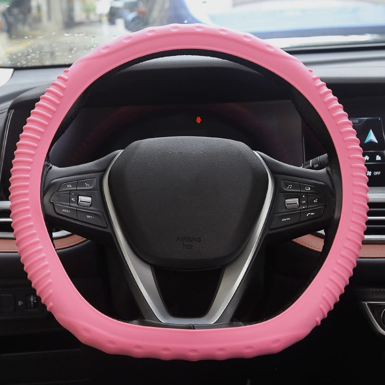 Silicone Non-slip Wear-resistant Concave Point Car Steering Wheel Cover, Size: 34-38cm(Light Pink) - Steering Wheel Accessories by buy2fix | Online Shopping UK | buy2fix