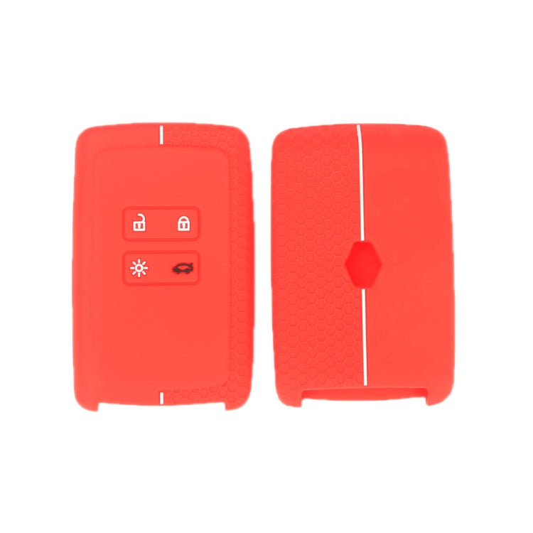 For Renault Koleos/Megane 2pcs 4 Button Honeycomb Pattern Silicone Key Cover(Red White Line) - Car Key Cases by buy2fix | Online Shopping UK | buy2fix