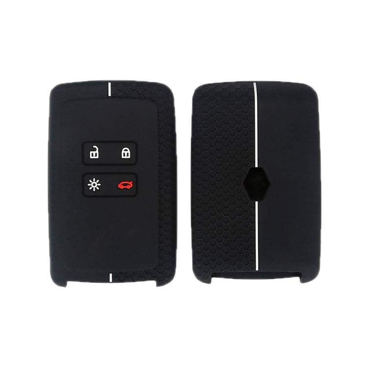 For Renault Koleos/Megane 2pcs 4 Button Honeycomb Pattern Silicone Key Cover(Black White Line) - Car Key Cases by buy2fix | Online Shopping UK | buy2fix
