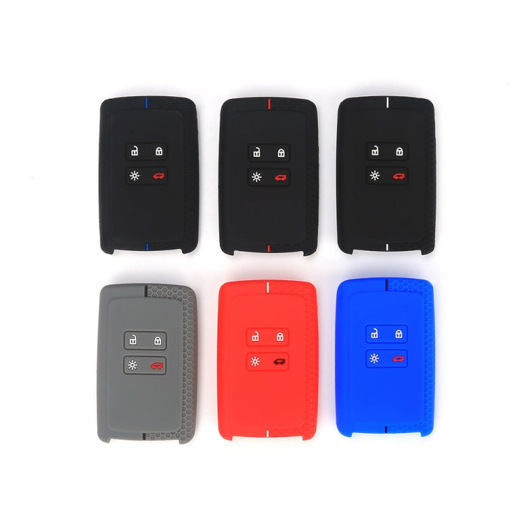 For Renault Koleos/Megane 2pcs 4 Button Honeycomb Pattern Silicone Key Cover(White Black Line) - Car Key Cases by buy2fix | Online Shopping UK | buy2fix